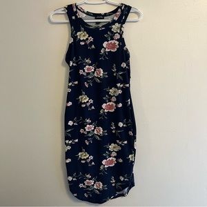 Justify Dark Blue Floral Sleeveless Dress Size S